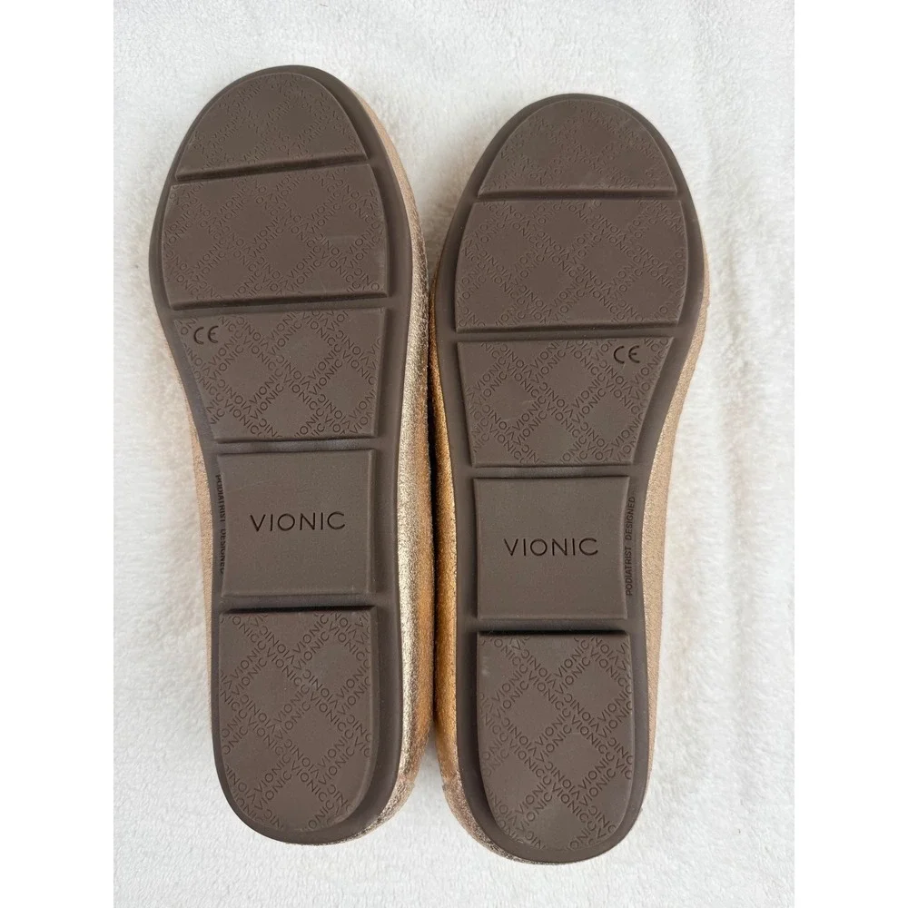Vionic Debbie Metallic Rose Gold Leather driving Loafer Orthotic Flats Womens 9